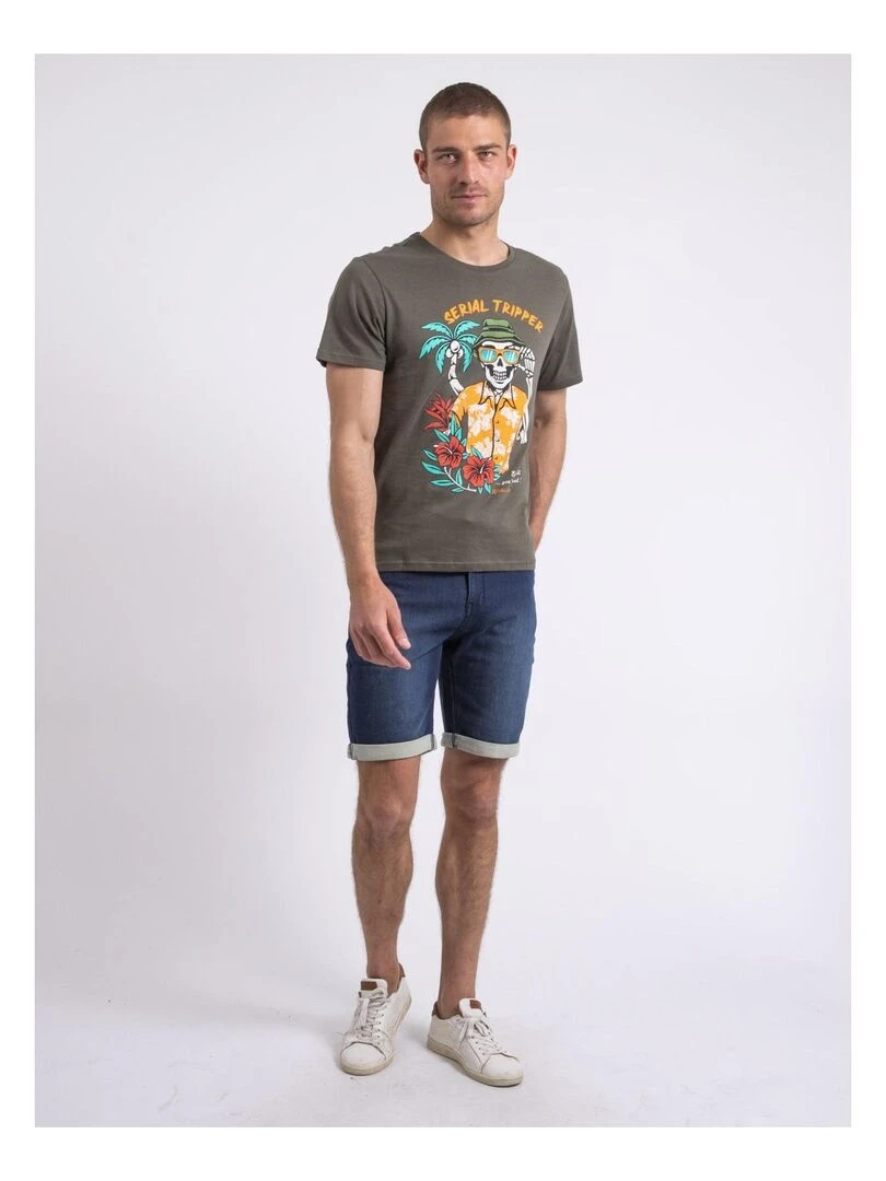 T shirt col rond NULRIK   Kaki