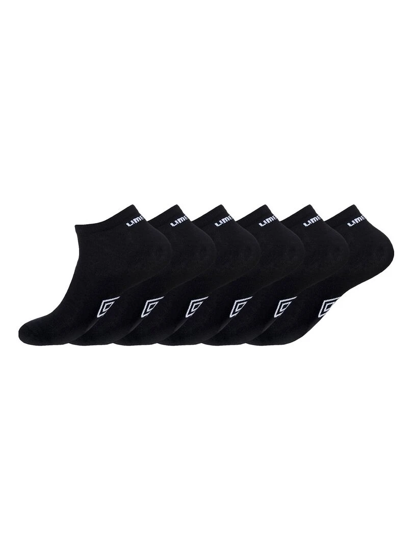 Lot de 6 Paires de Chaussettes Sneackers Homme Taille 39/42 Umbro Noir