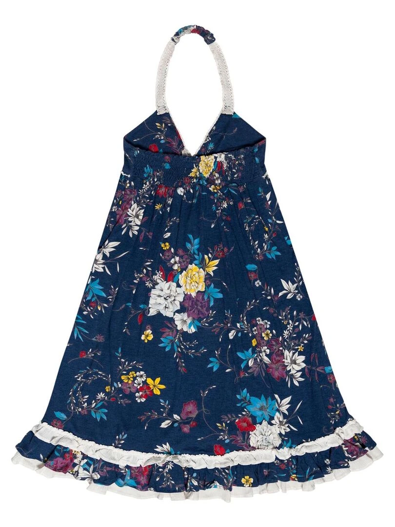 Robe longue       fleuri  EUGENIE   'LA FAUTE A VOLTAIRE'   Bleu marine