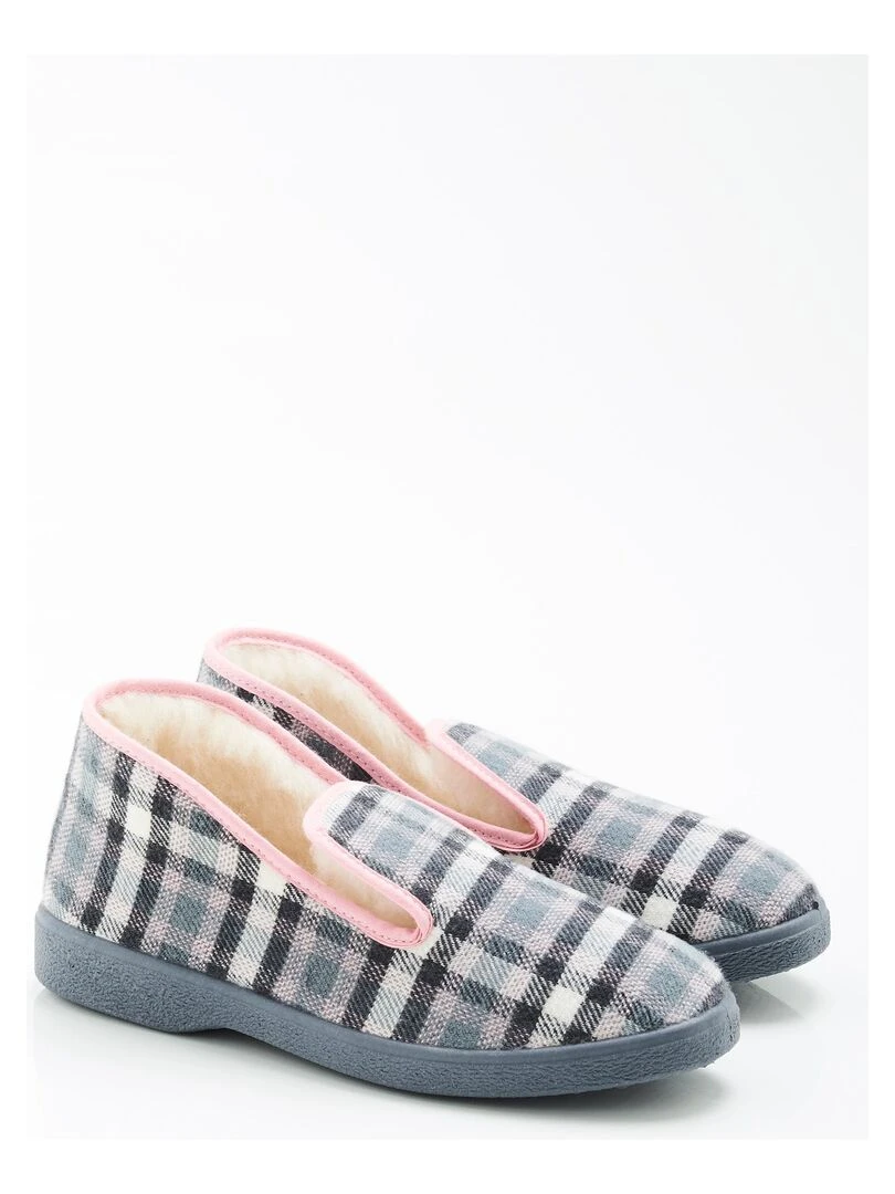 Charentaises carreaux ou unies Thermolactyl Damart Gris