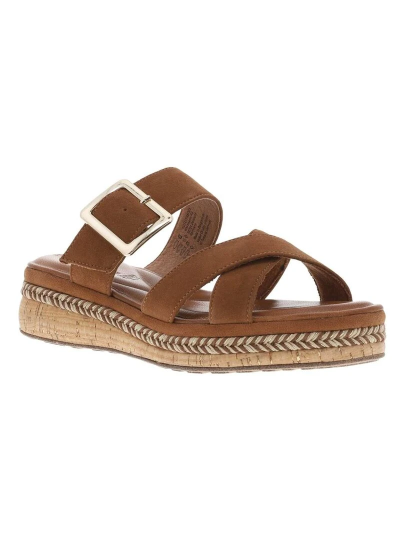 TAMARIS Mules cuir talon compensé Cognac
