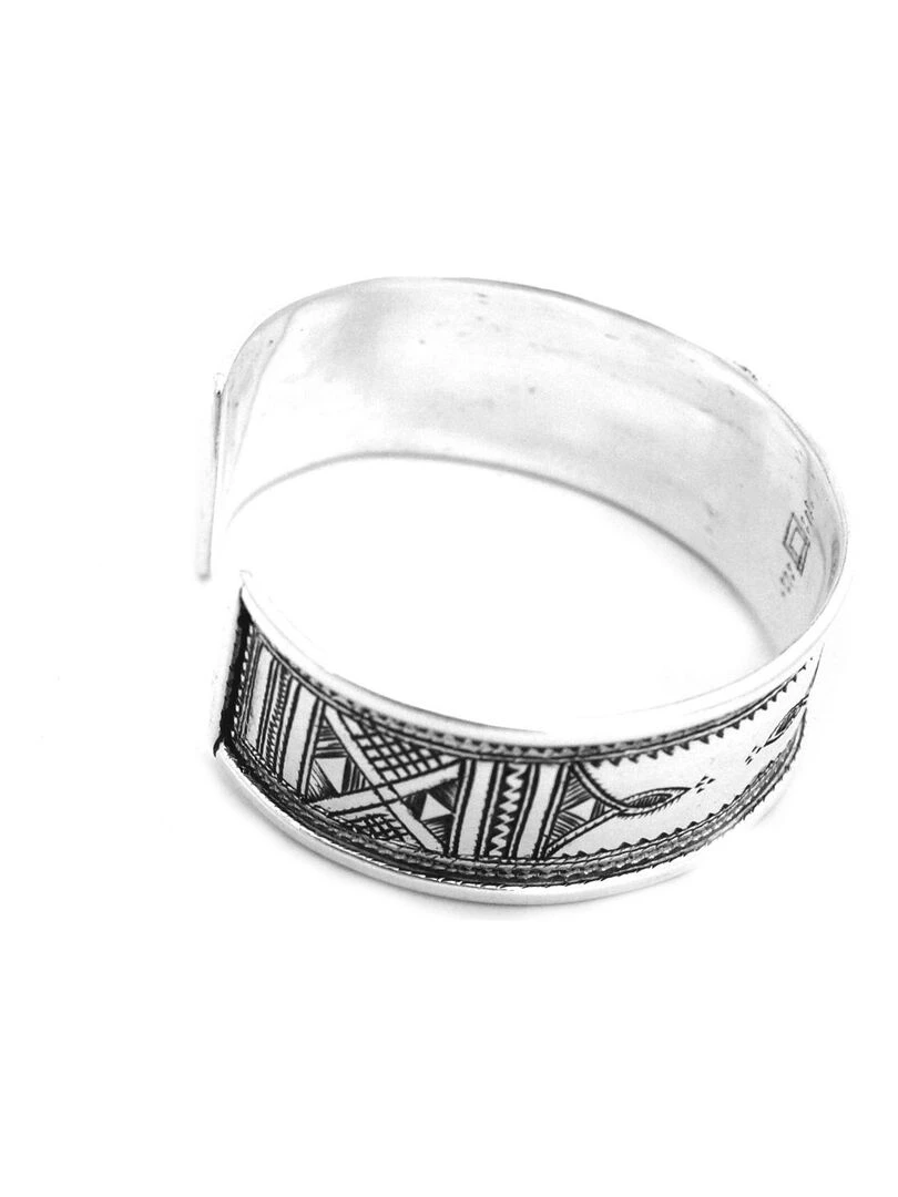 Gros Bracelet rigide gravé touareg Bijoucolor Argent