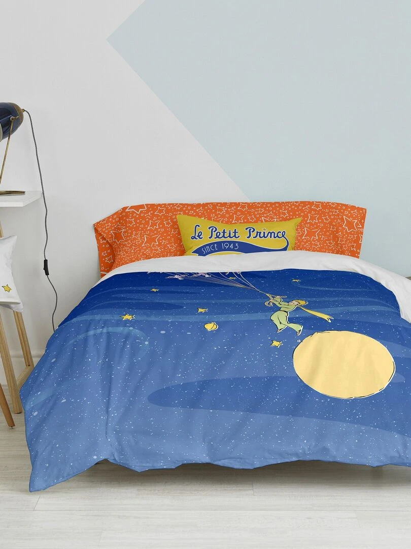 Parure housse de couette 2 pièces Migration "Happyfriday" Bleu Jaune