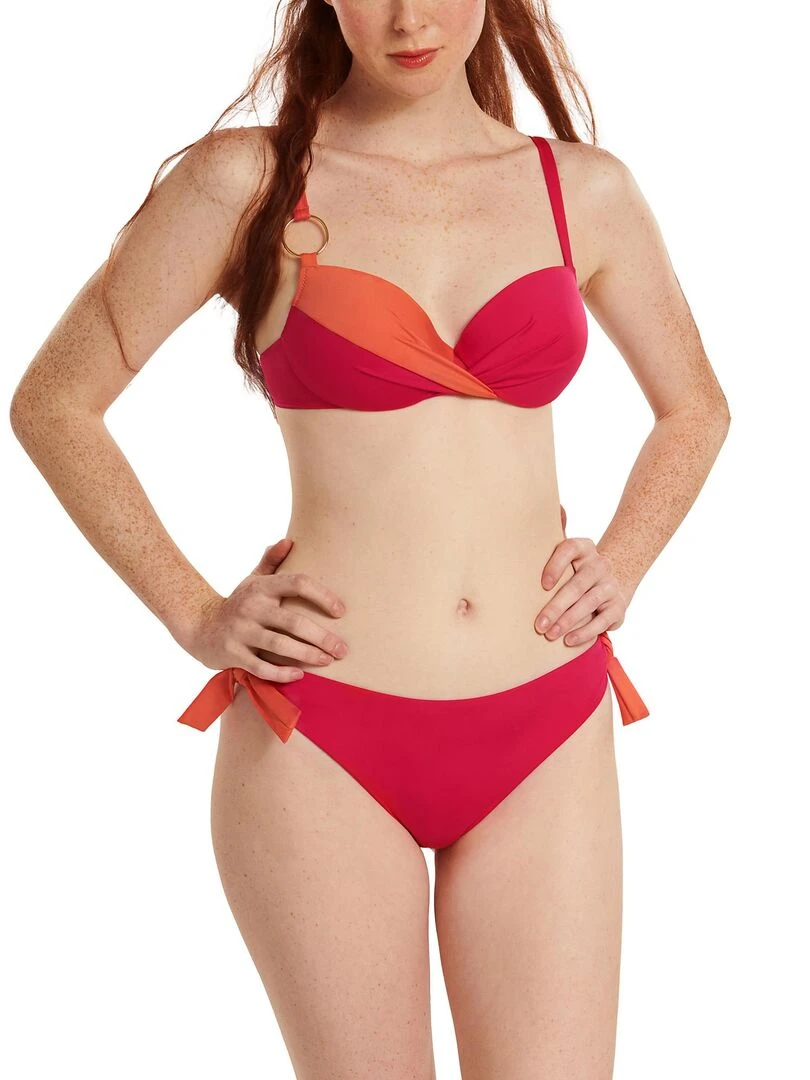 Bas maillot slip de bain à nouettes amovibles Laos   Rose