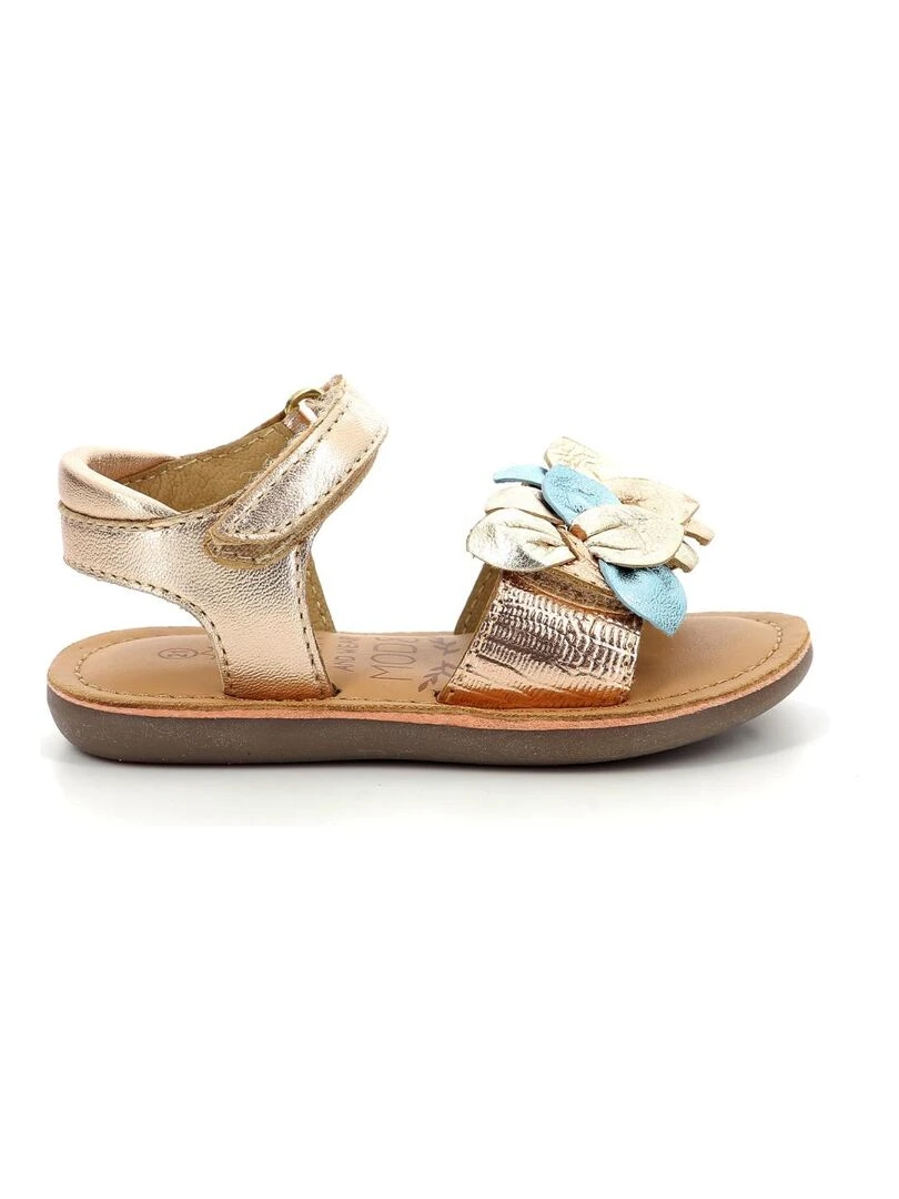 Sandales Cuir Cloknot Rose