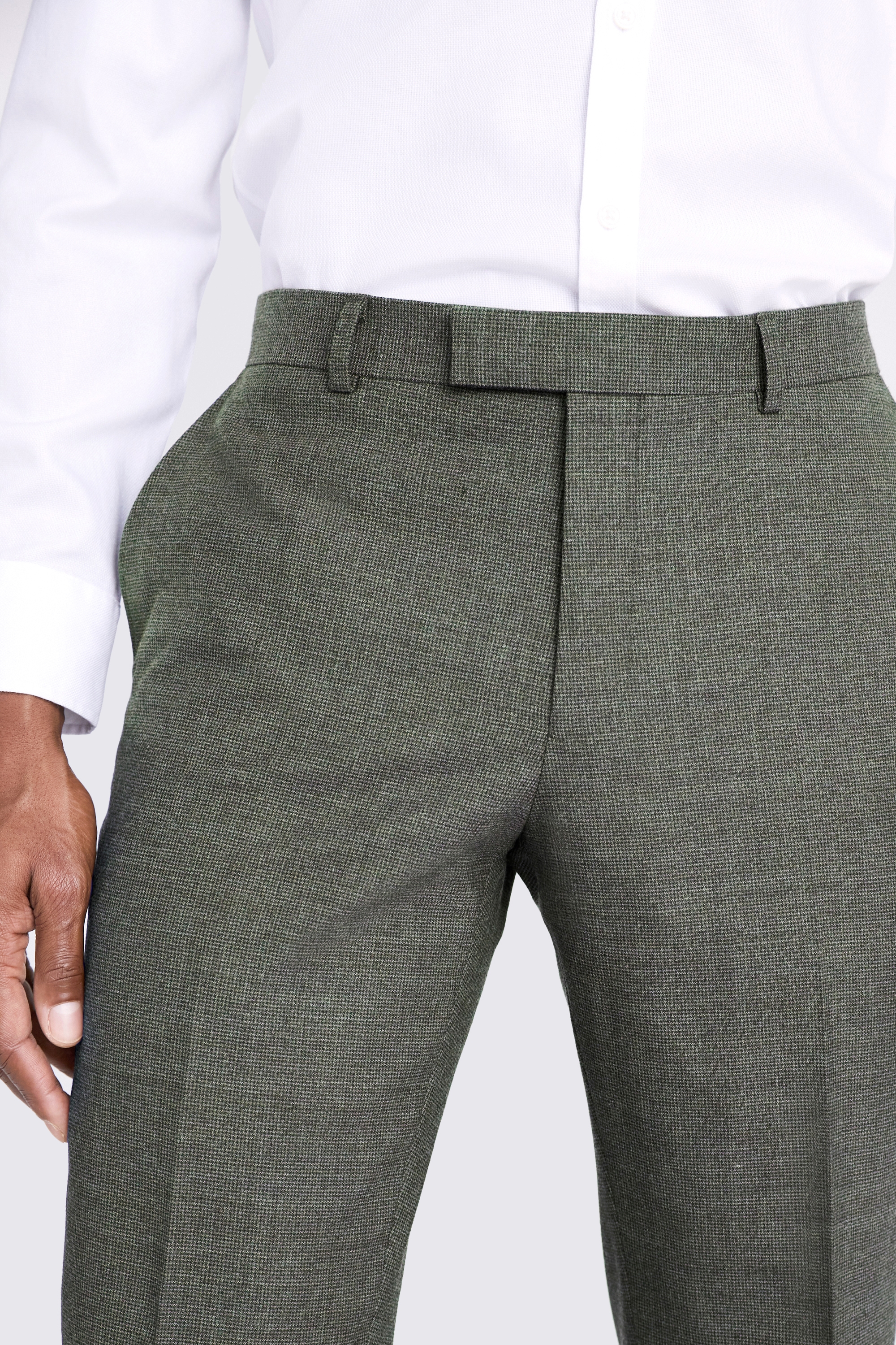 Italian Slim Fit Navy Hopsack Trousers   Buy Online at Moss