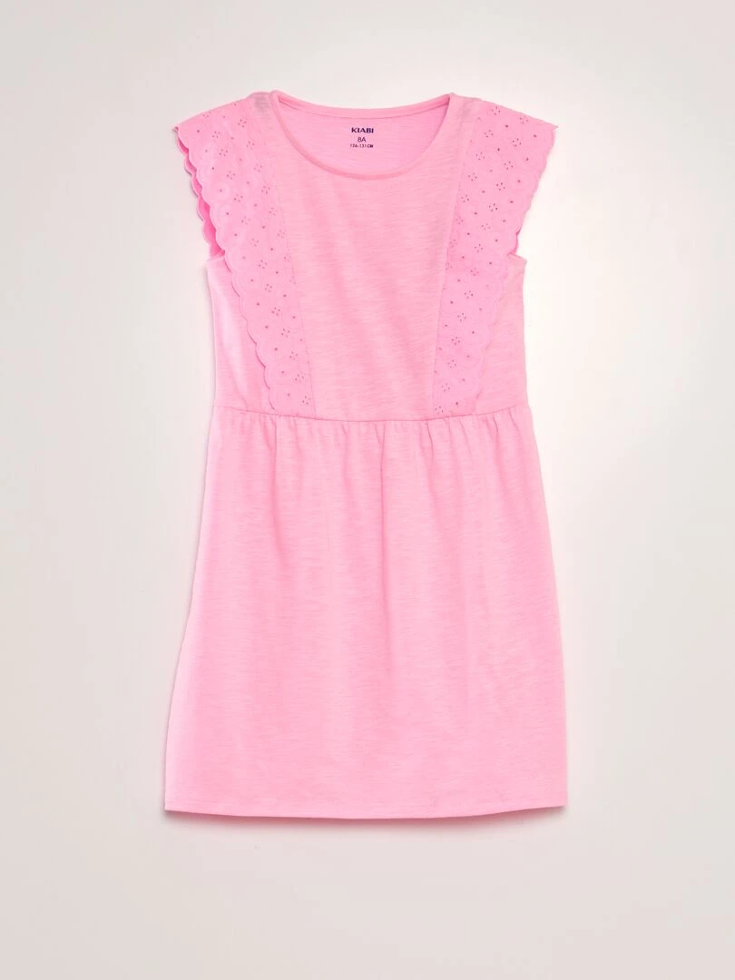 Robe avec broderies anglaises Rose