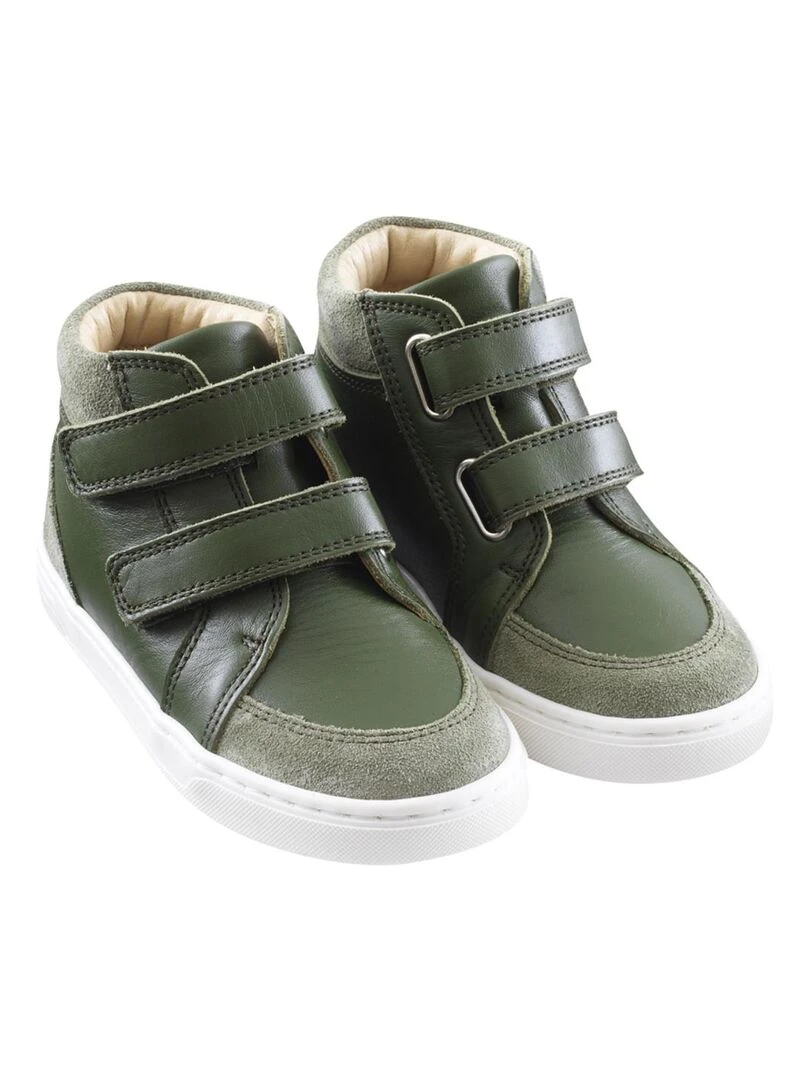 Baskets cuir Sneacky Vert kaki