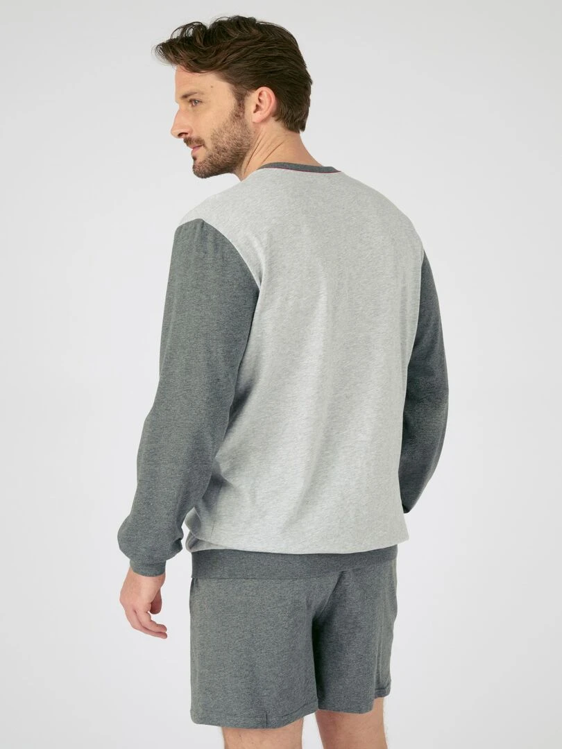 Pyjama 3 pièces short et pantalon jersey pur coton peigné   Damart   Gris