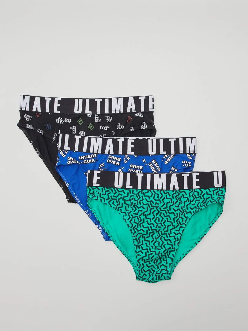 Lot de 3 slips avec imprimé Noir/bleu/vert
