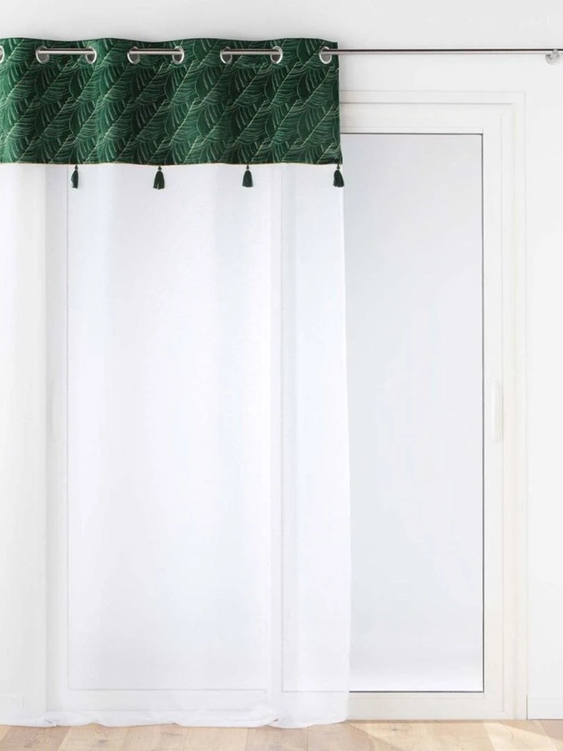 Voilage à œillets 140x240 sable top velours pompon Palmina vert Vert
