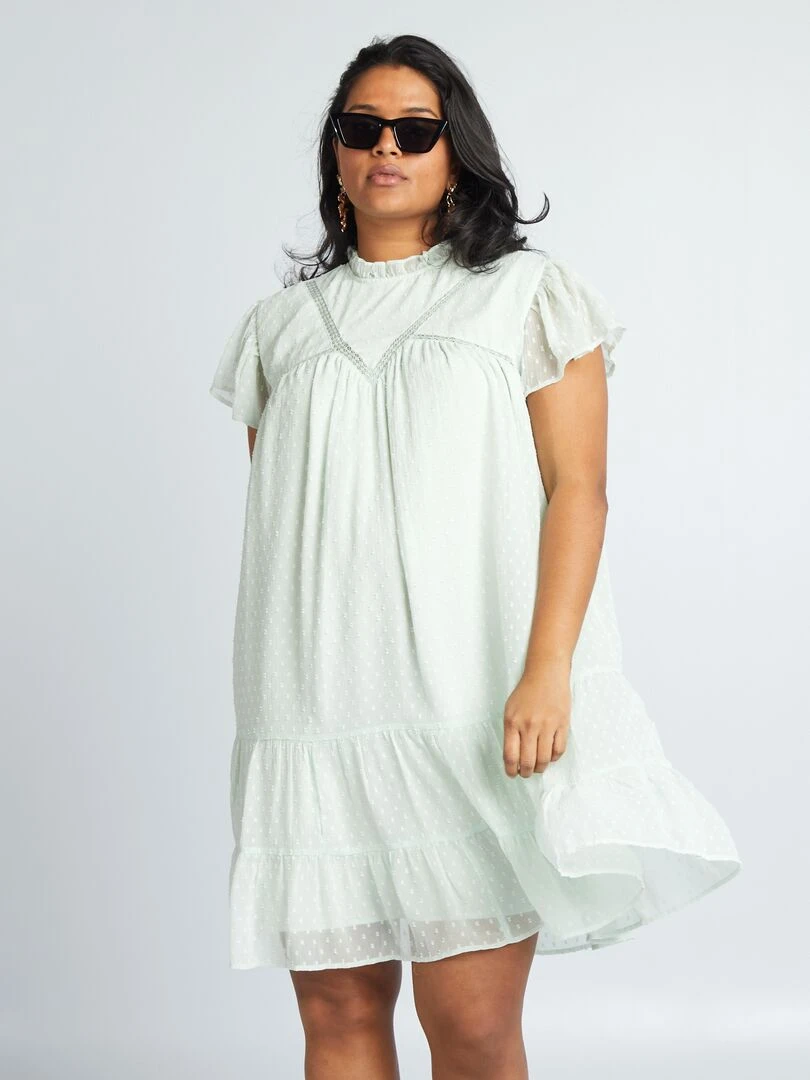 Robe en voile 'plumetis' Vert