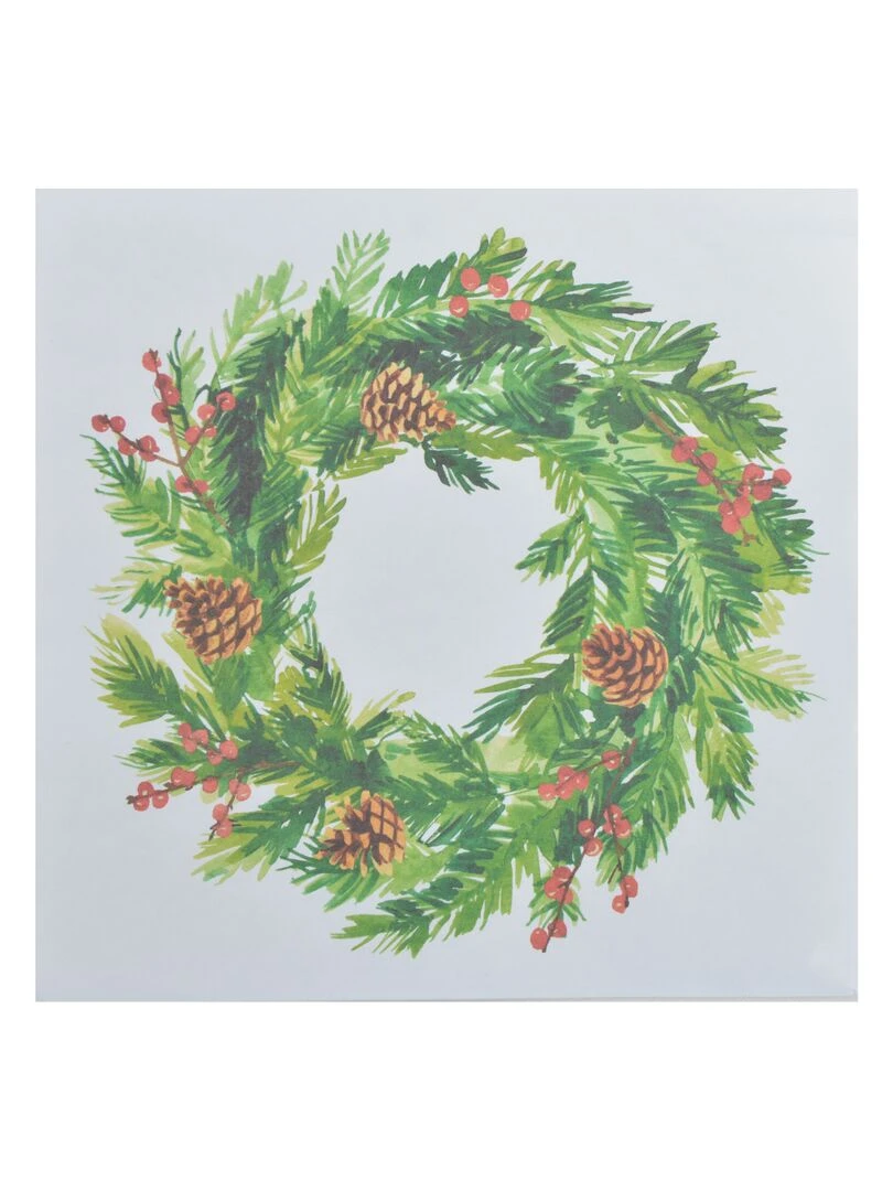Lot de 20 serviettes en papier Couronne de pin Blanc