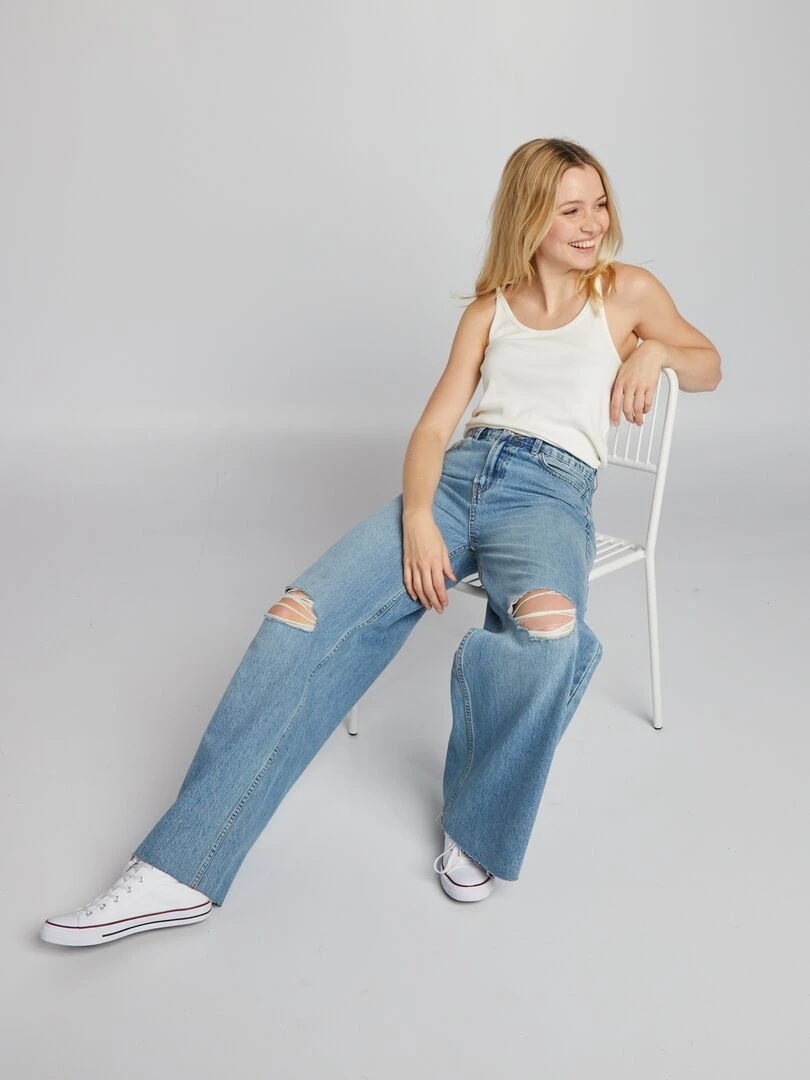 Pantalon Denim Wide Leg Double stone