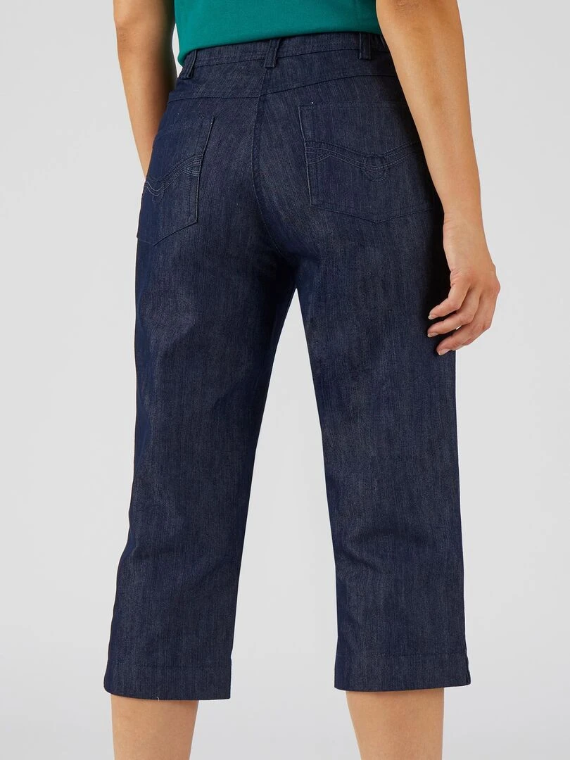Pantacourt toile extensible   Damart   Bleu foncé