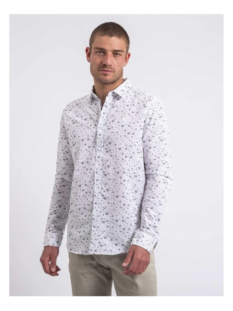 Chemise manches longues motifs DOGABIN Blanc