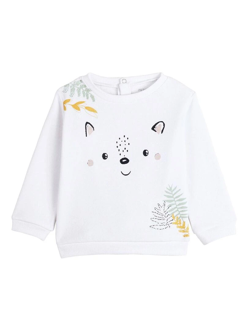 Sweat bébé mixte en molleton Little Fox Ecru
