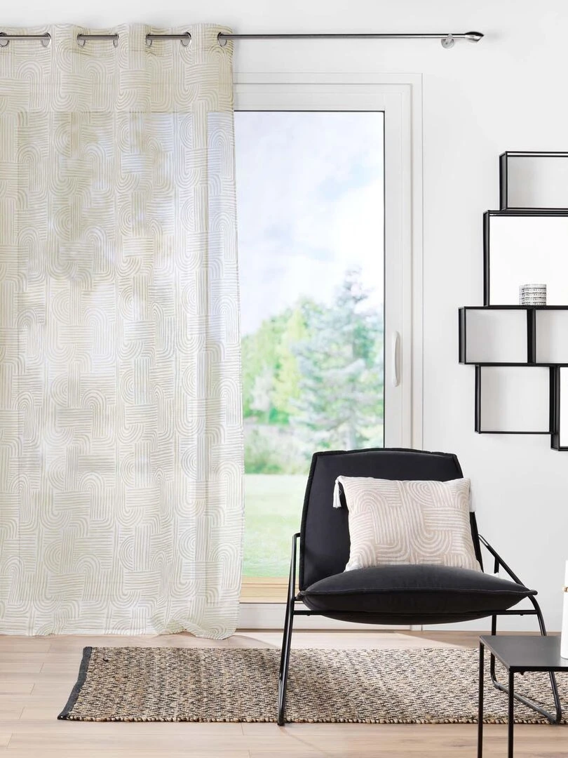 Rideau voile sable Pandore blanc 140 x 240 cm   Blanc