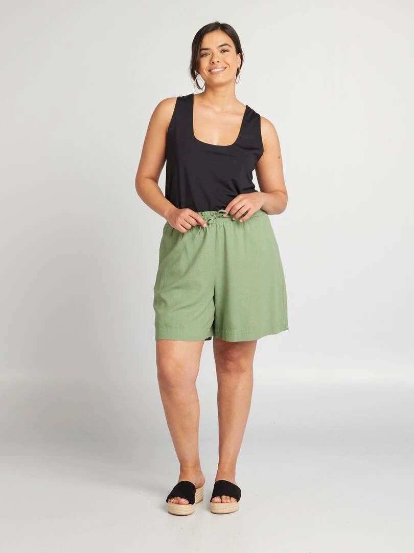 Débardeur col carré en microfibre noir
