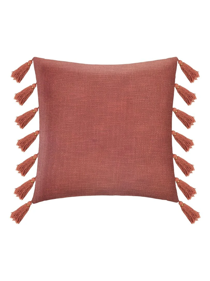Coussin gypsy avec pompons Rouge cerise