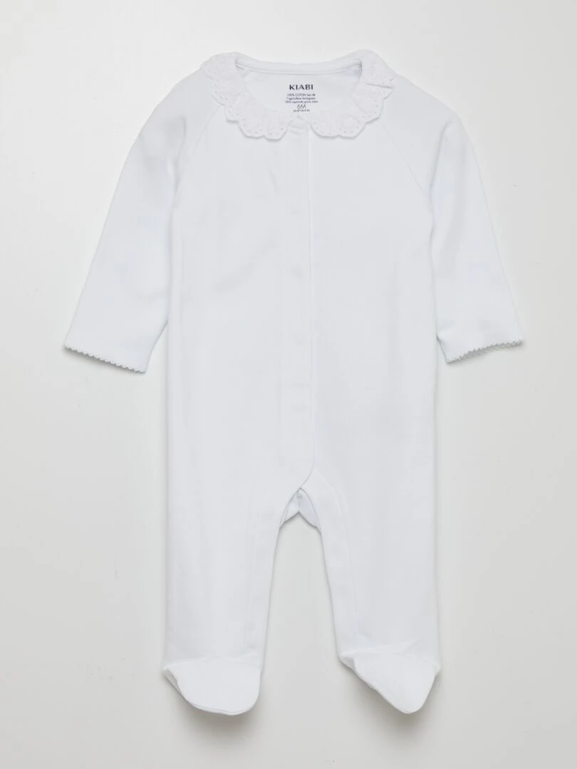 Ensemble body + bavoir + dors bien 3 pièces BLANC