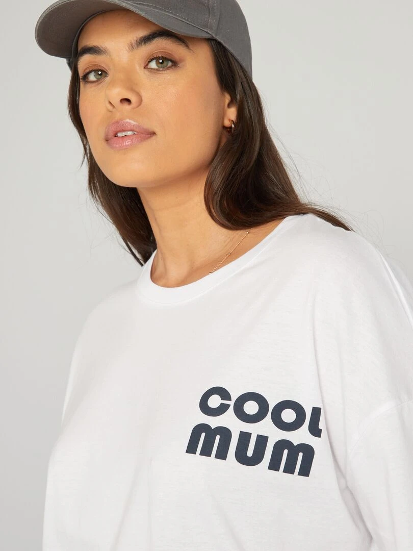 T shirt 'famille' manches courtes Blanc 'cool mum'