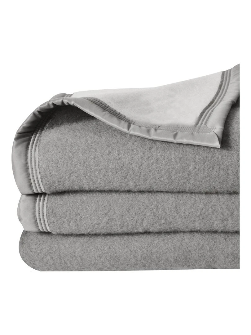 Couverture laine Woolmark double face gris anthracite