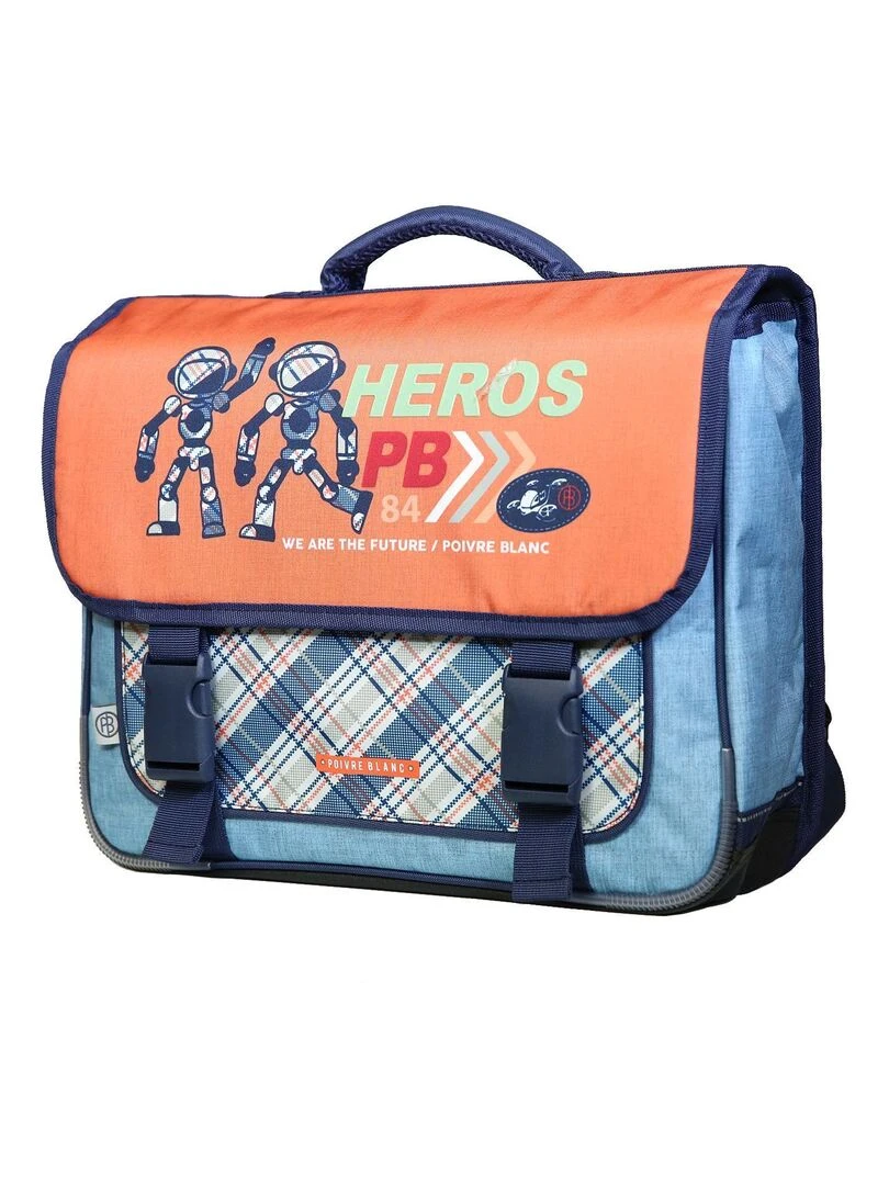 BAGTROTTER Cartable 38 cm Poivre Blanc Robots Orange Orange