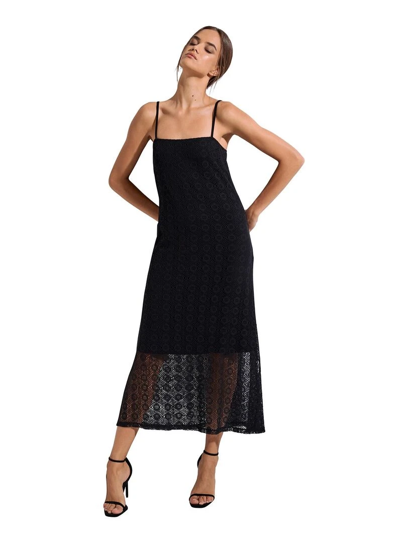 Robe longue estivale à bretelles Rimini Noir