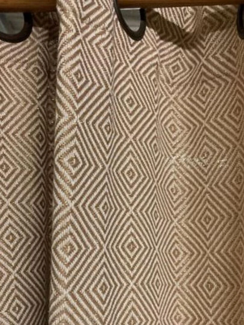 Rideau à motifs géométriques et lurex Beige
