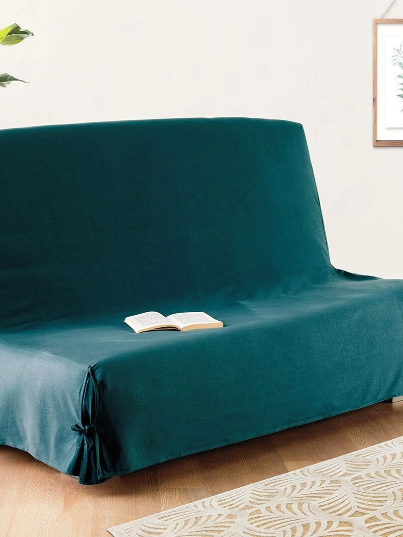 Housse de clic clac 140x200 cm bleu canard coton Bleu
