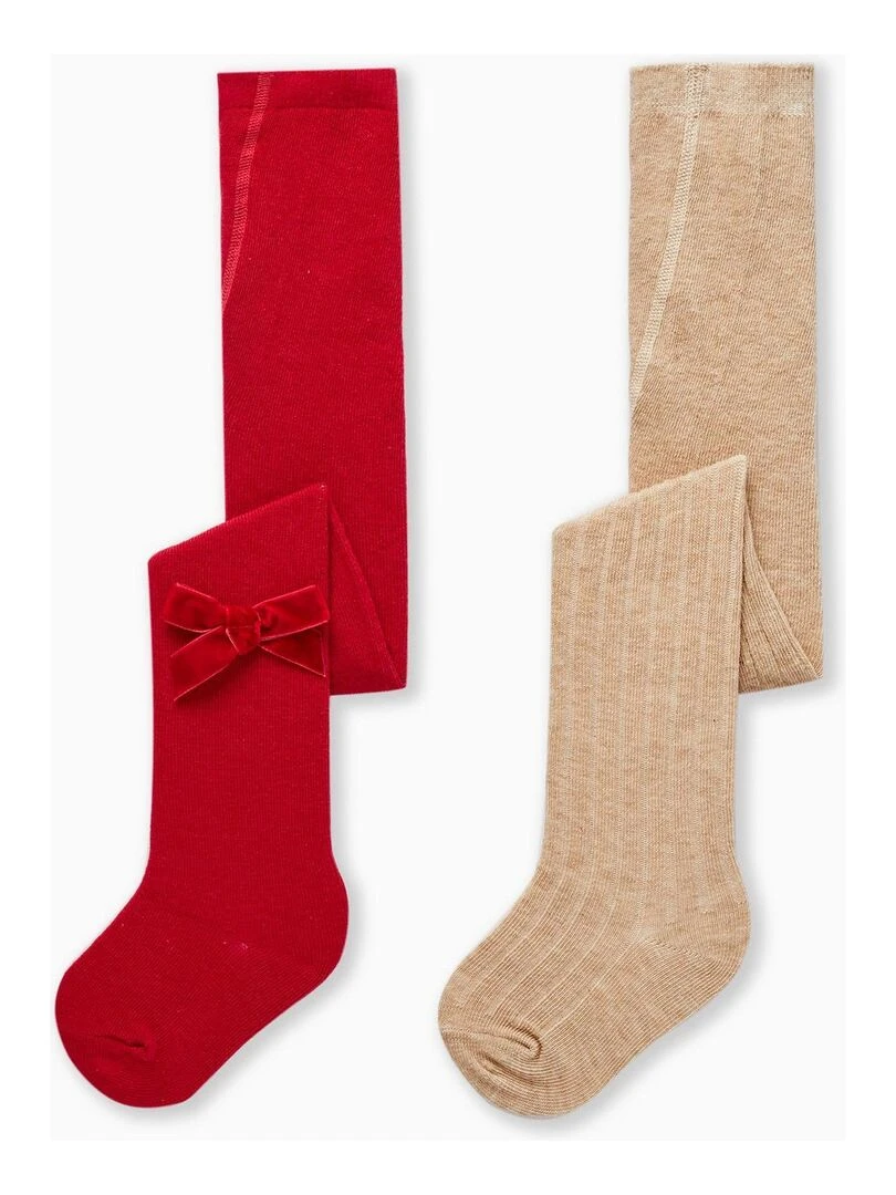 Pack 2 Paires de Collants en Maille pour Bébé Fille NOËL Multicolore