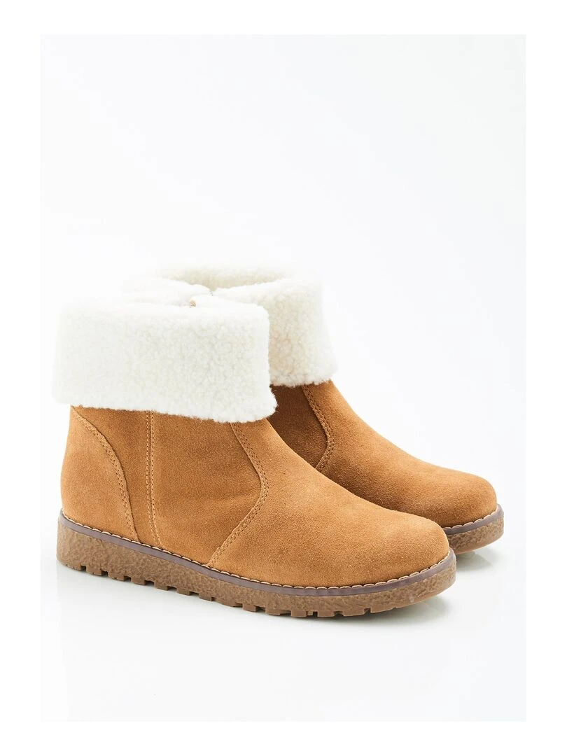 Boots fourrées à porter col relevé ou retourné Thermolactyl Damart Marron