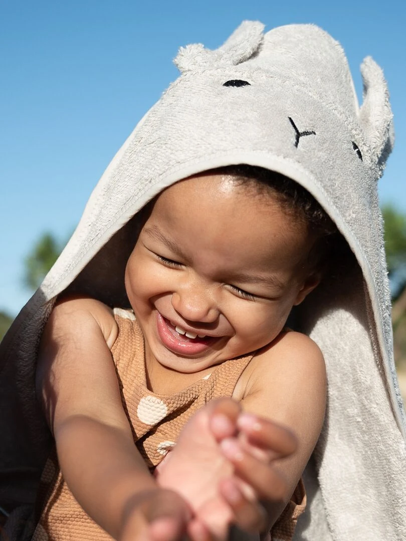 Cape de bain lapin en coton   Gris