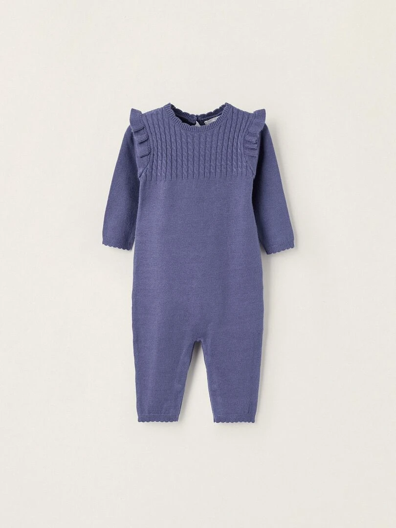 Combinaison en maille pour nouveau né manches longues ATLANTIC COMPANY Bleu