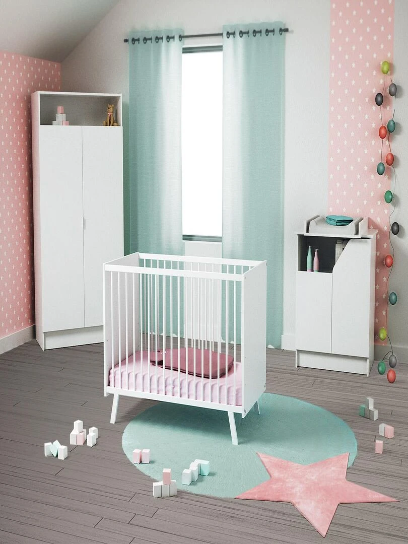 AT4    Lit bébé en bois   Blanc