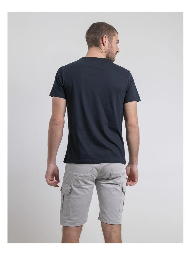 T shirt col rond pur coton NOULANDY Bleu marine