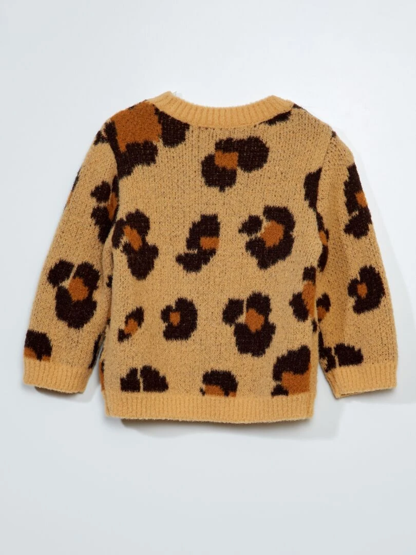 Pull avec motif léopard Beige