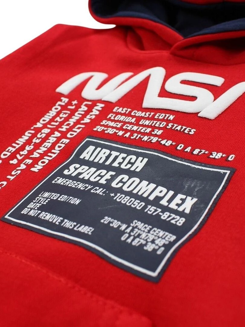 Nasa   Sweat garçon imprimé logo   Rouge