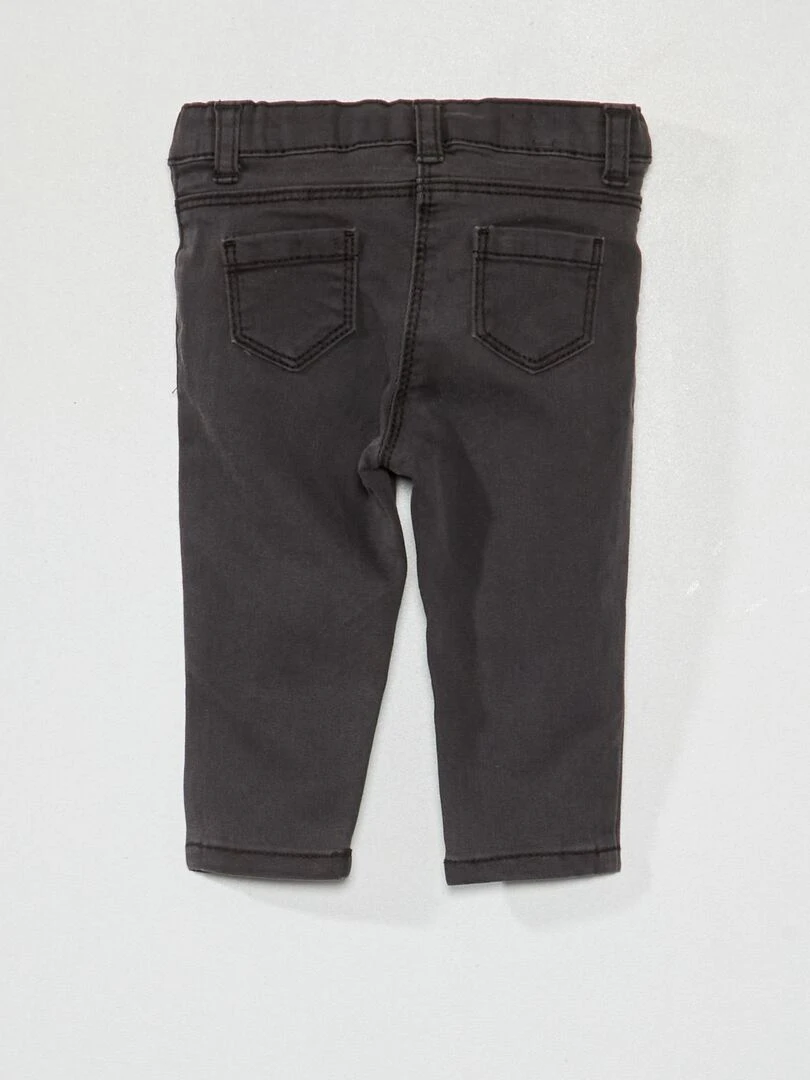 Jean slim stretch à taille ajustable Noir