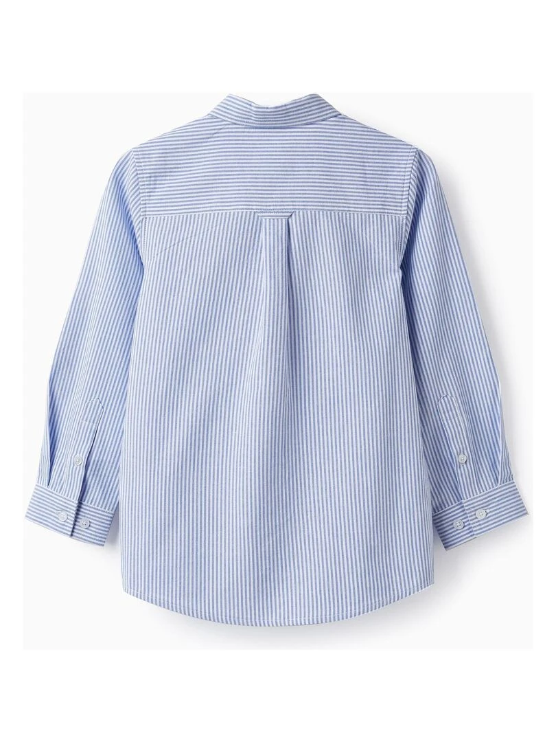 Chemise en coton à rayures pour garçon manches longues ATLANTIC COMPANY Bleu clair