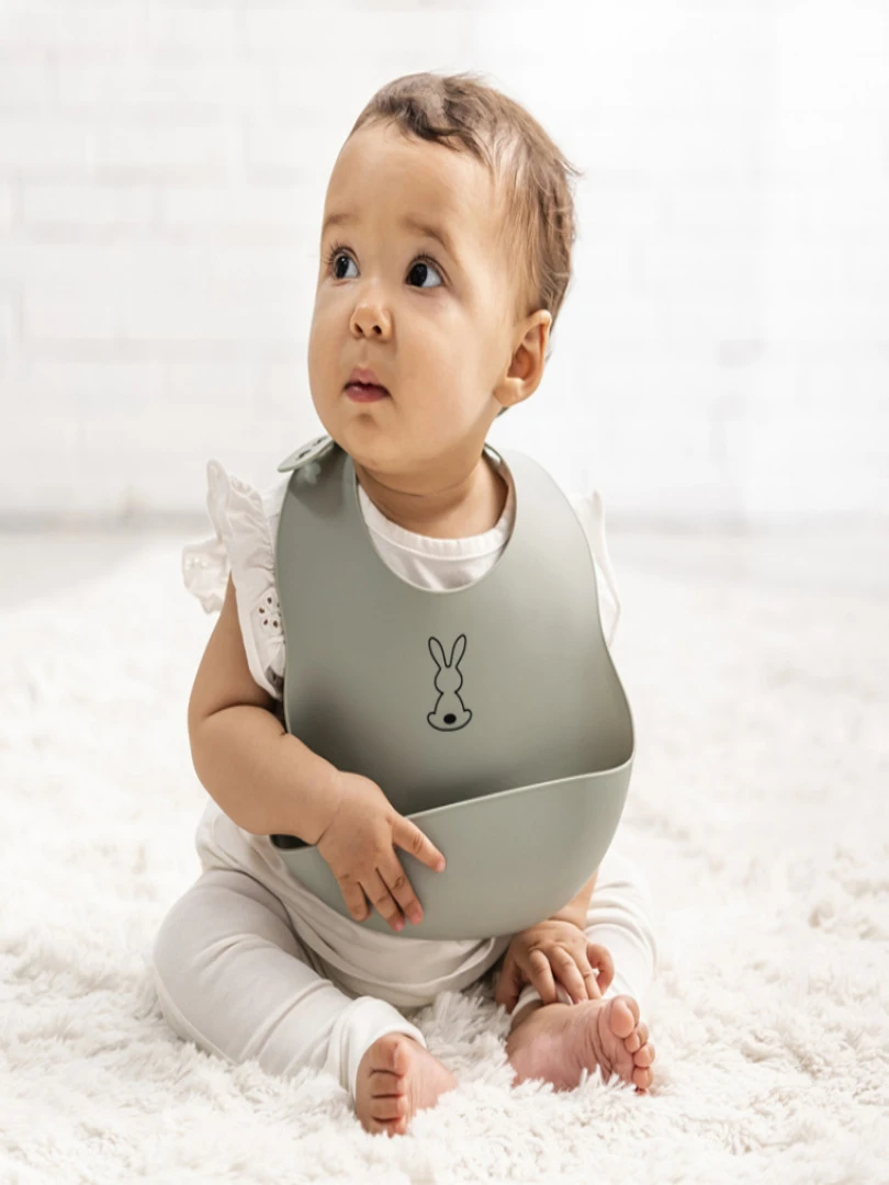 Bavoir en silicone à poche vert sauge Vert