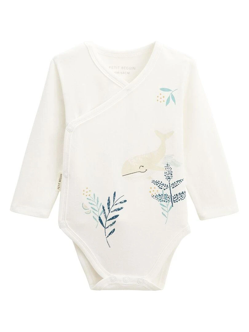 Lot de 2 bodies bébé manches longues ouverture croisée Iskia Ecru