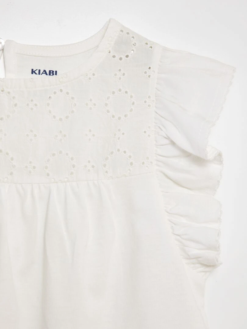 T shirt avec broderie blanc
