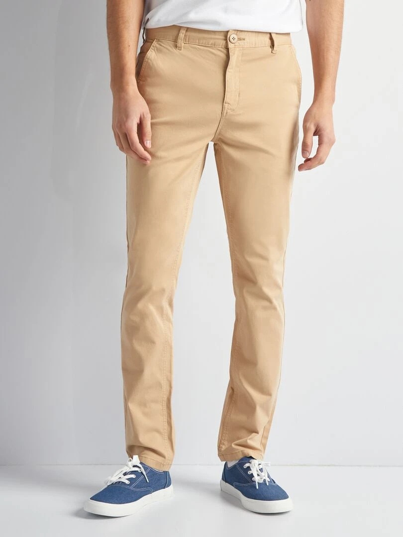 Pantalon chino uni   Beige