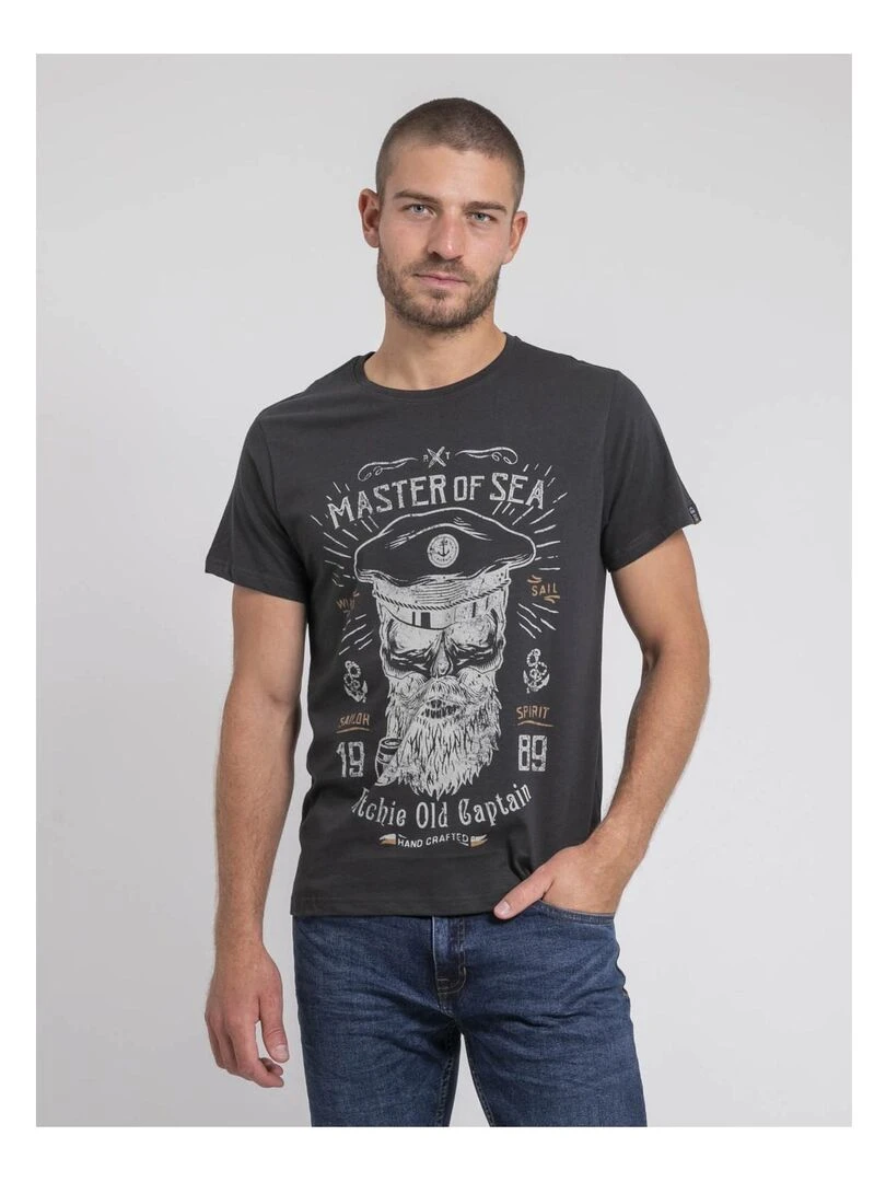 T shirt col rond pur coton JIMOSCAR Gris