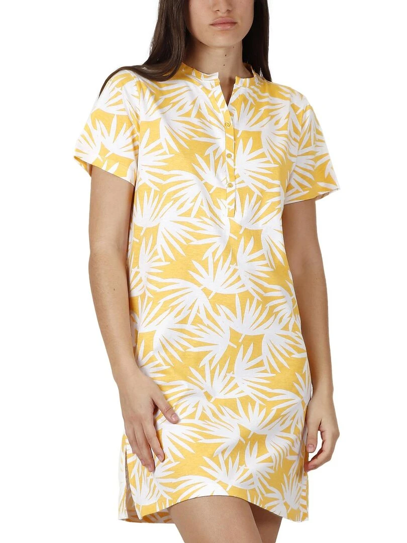 Robe de plage manches courtes Palm Spring Jaune