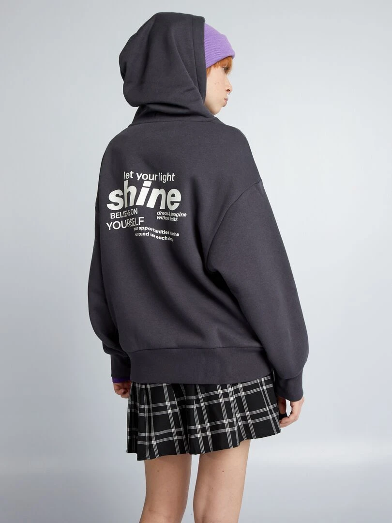 Sweat oversize à capuche imprimé   Noir
