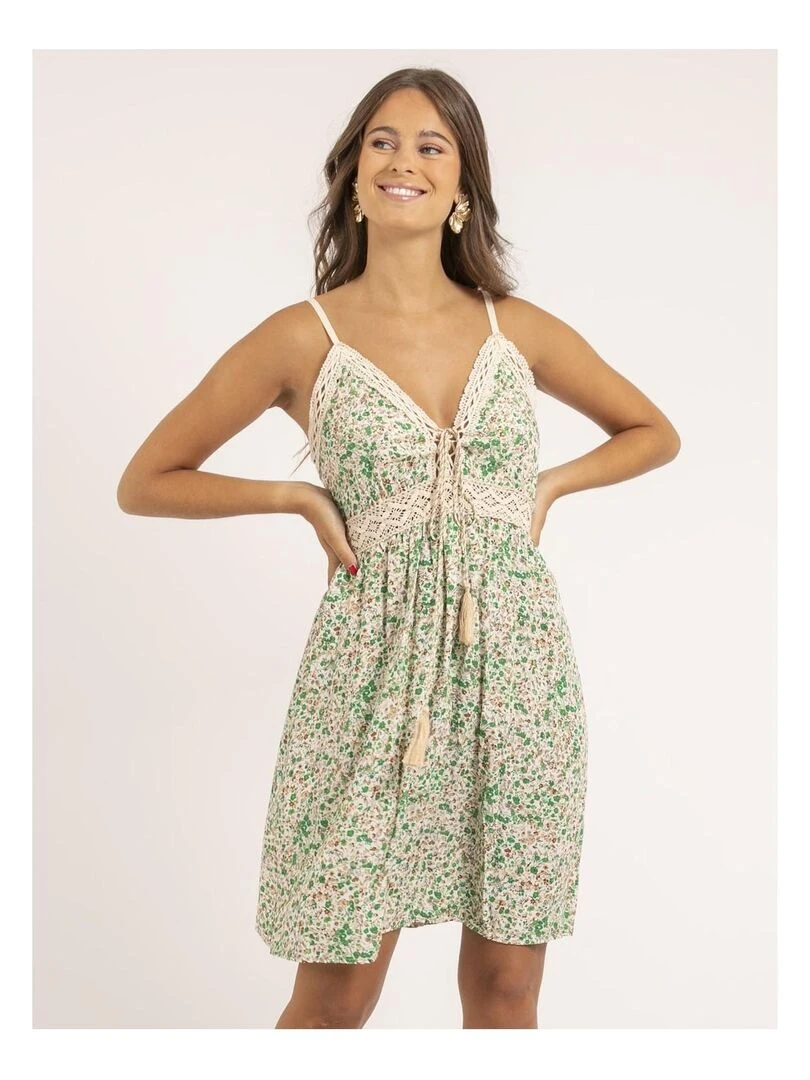Robe courte motifs IBASS Vert