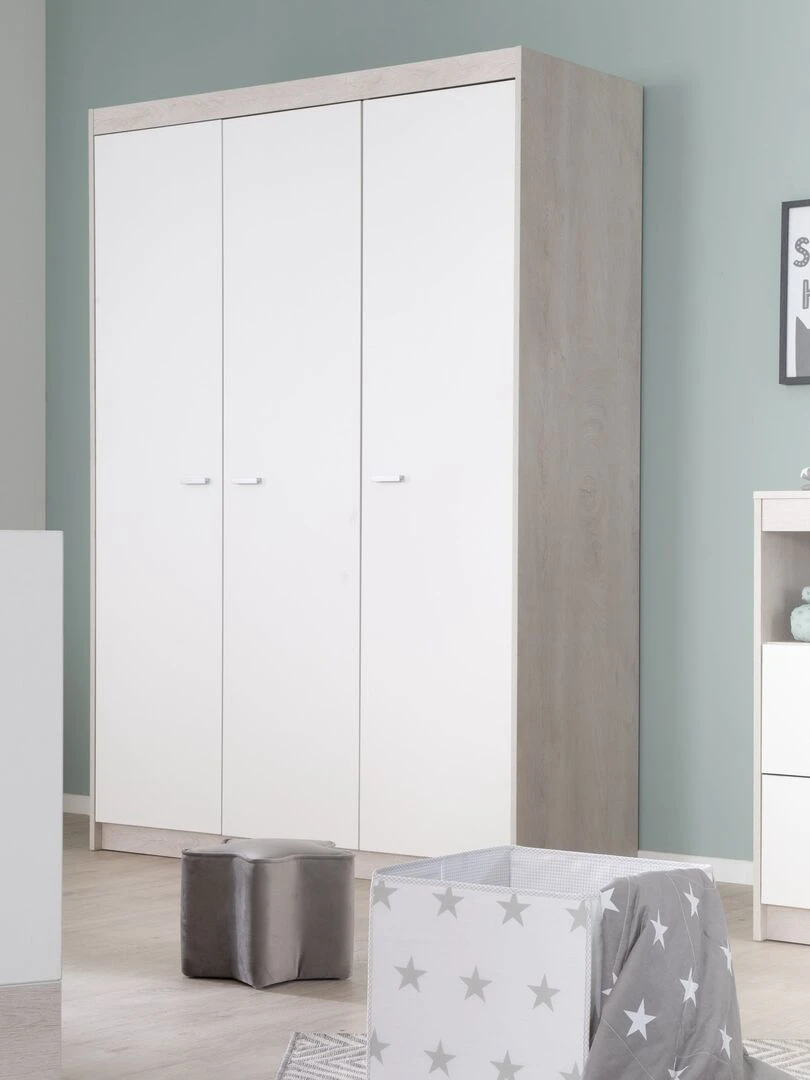 ROBA Armoire "Julia" 3 portes – technologie à fermeture progressive – blanc / orme lunaire   Blanc